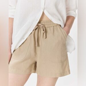 Quince 100% European Organic Linen Pull On Drawstring Shorts Driftwood Tan Sz M